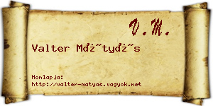 Valter Mátyás névjegykártya
